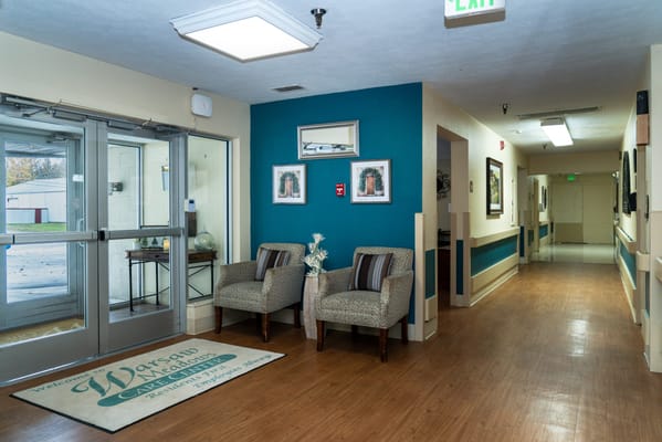 Welcoming lobby area with seating and decor