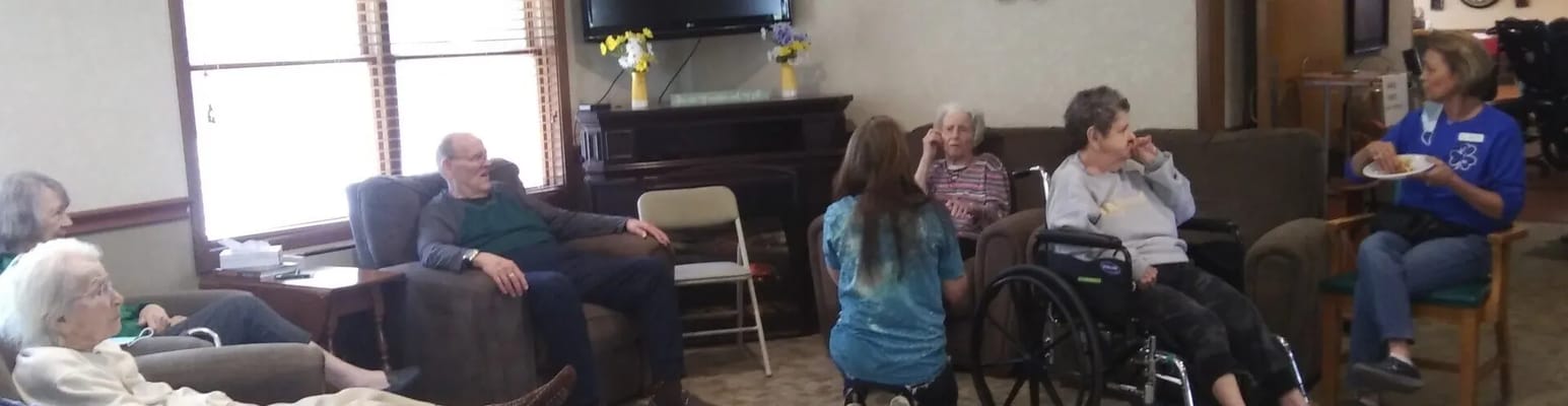 Residents participating in an activity in the common area