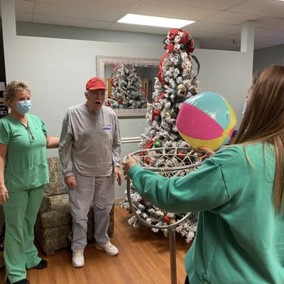 Residents participating in a fun indoor activity