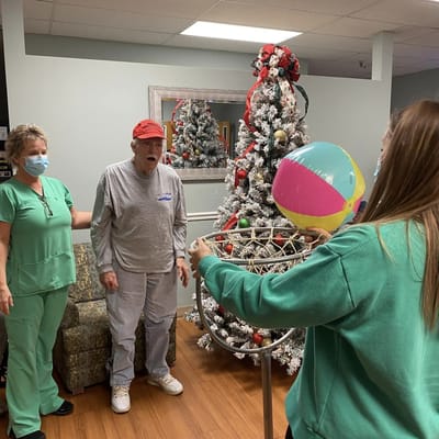 Residents participating in a fun indoor activity