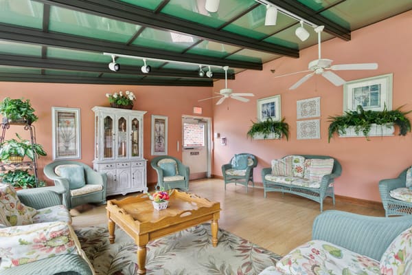 Bright common area with comfortable seating