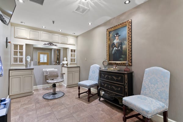 Interior view of a hair salon in the facility