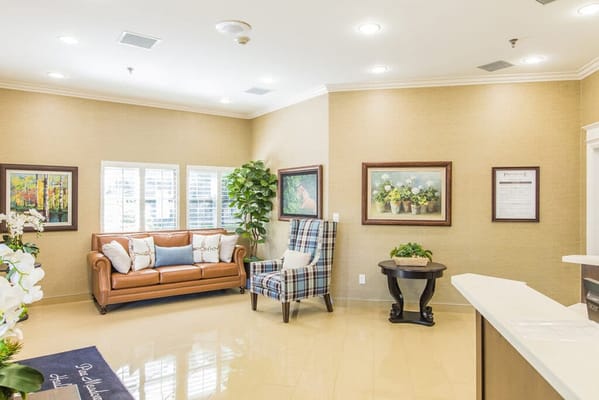 Bright interior of a lounge area with seating