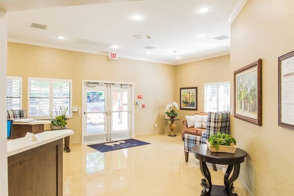 Bright and welcoming lobby area with seating