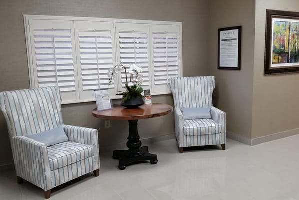 Comfortable seating area in a facility lobby
