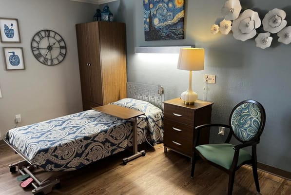 Cozy bedroom in an assisted living facility