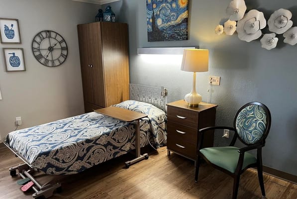 Cozy bedroom in an assisted living facility