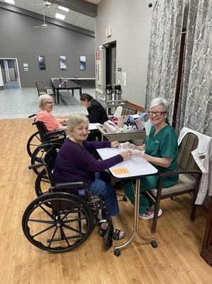 Residents taking part in an arts and crafts activity