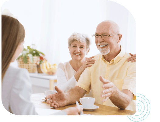 Residents enjoying conversation in a common area