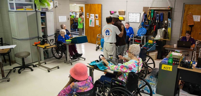 Residents participating in an activity in a common area