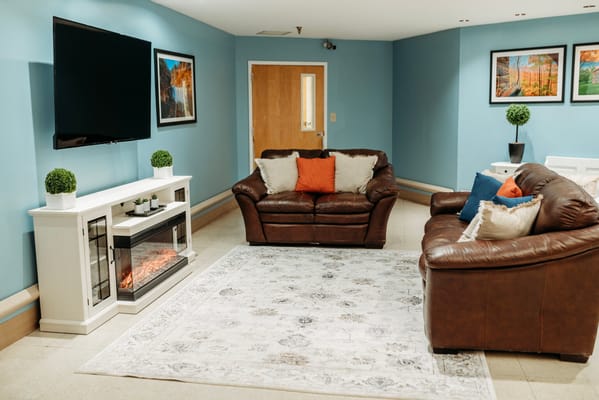 A cozy lounge area with comfortable seating