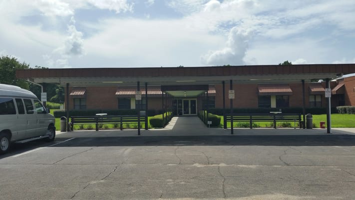 Front entrance of a senior care facility