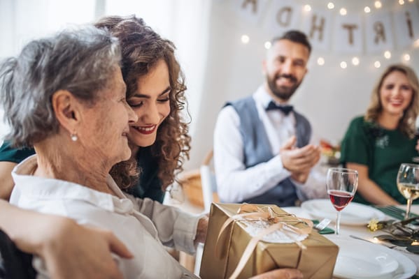 Celebrating a birthday with residents and family