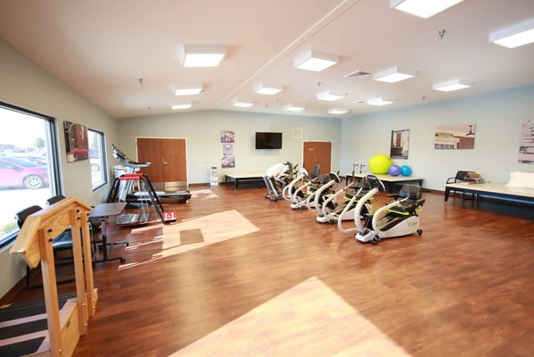 Interior view of a fitness area with exercise equipment