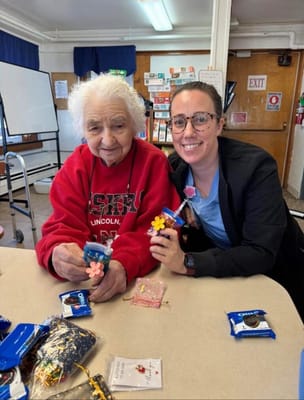 Residents enjoying an arts and crafts activity together