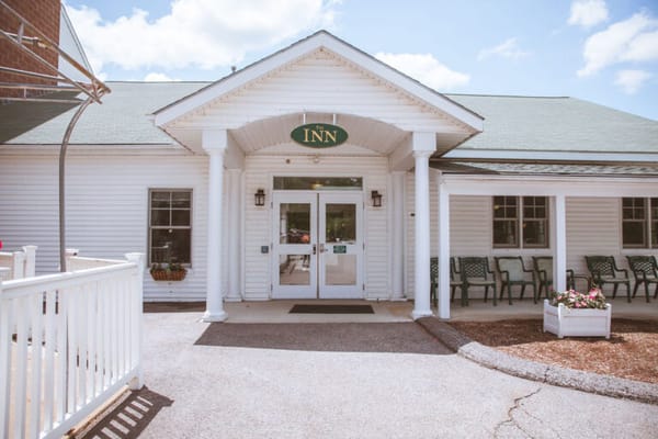 Exterior view of a senior living facility entrance