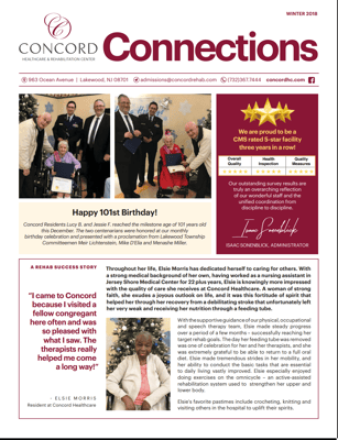 Residents celebrating a 101st birthday with staff