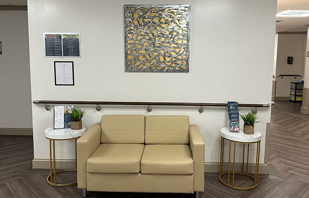 Cozy seating area in a facility lobby