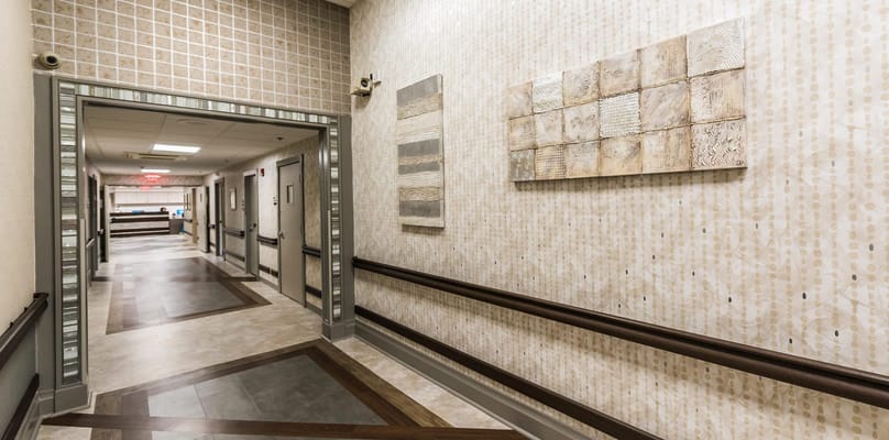 Interior hallway with decorative wall art