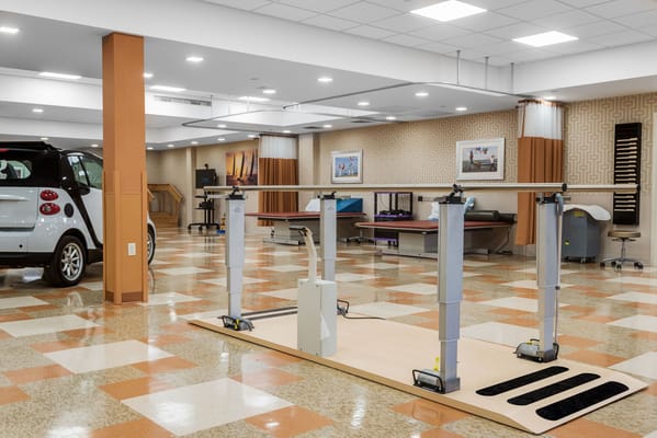 Interior view of a therapy area with equipment