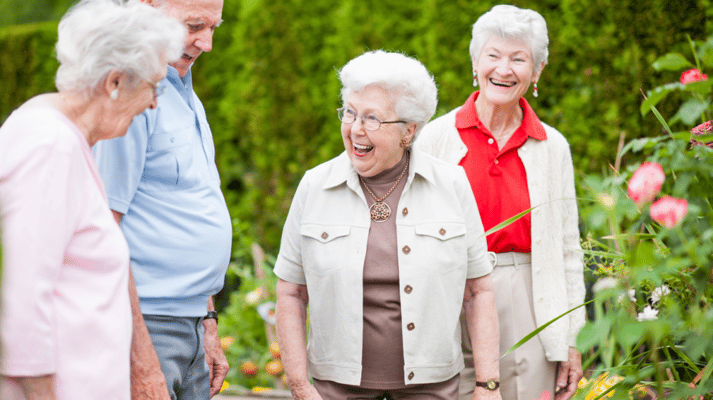 Residents enjoying a garden together
