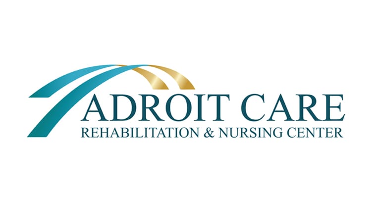 Company logo with teal and gold elements