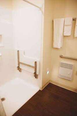 Accessible shower area with grab bars