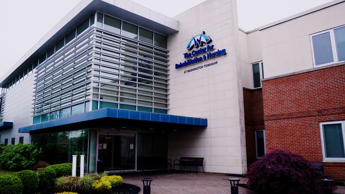 Exterior view of a senior living facility entrance