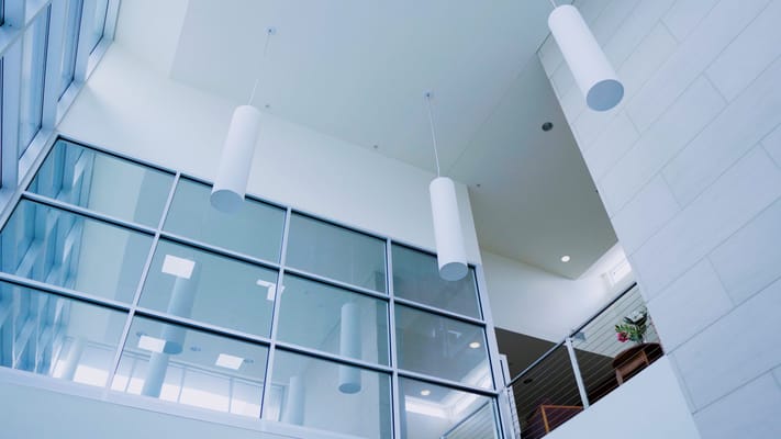 Indoor atrium with modern architecture and lighting