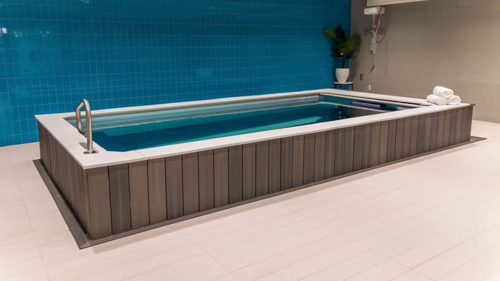 Indoor therapy pool with clean modern design