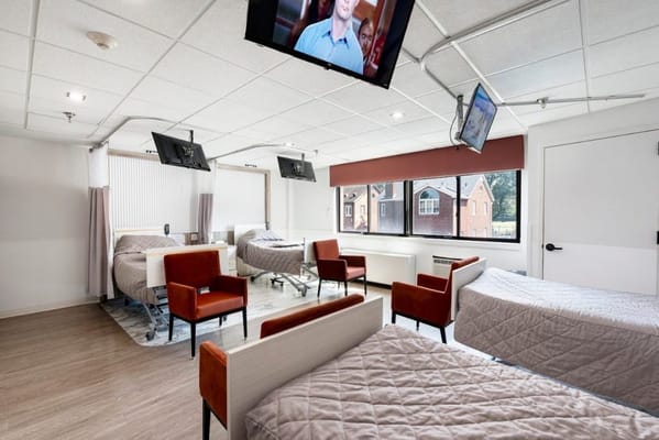 Modern shared bedroom in a senior living facility