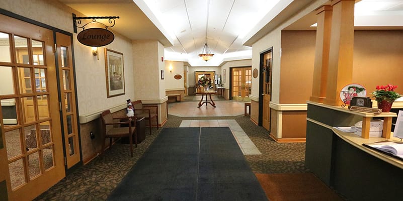 Interior view of a lounge area in a senior facility