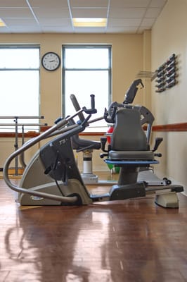 Exercise equipment in a therapy room
