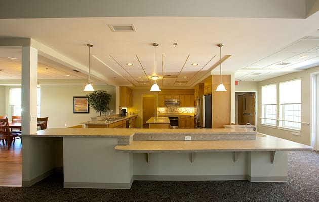 Bright kitchen area with dining space