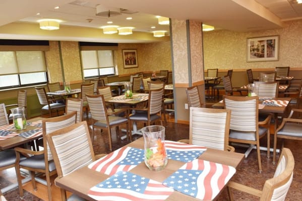 Dining area set up for a celebration
