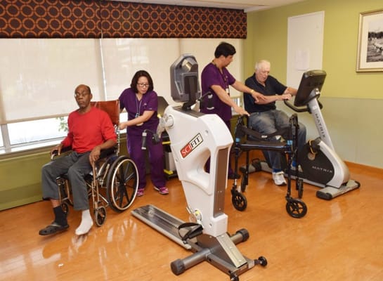 Residents participating in a fitness activity