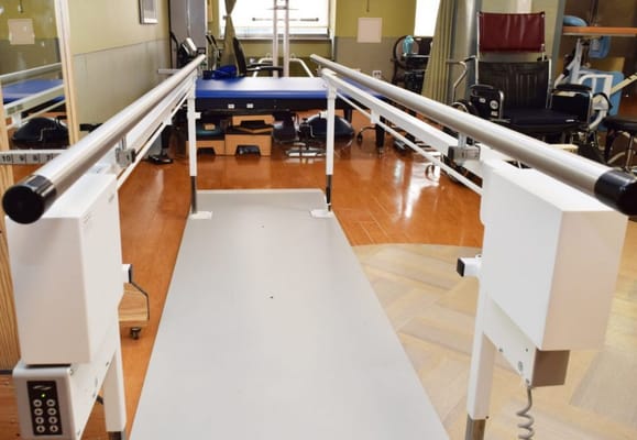 Rehabilitation equipment in a therapy room