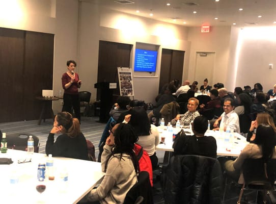 Residents and staff participating in a community event