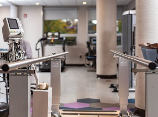 Interior view of a rehabilitation gym with equipment