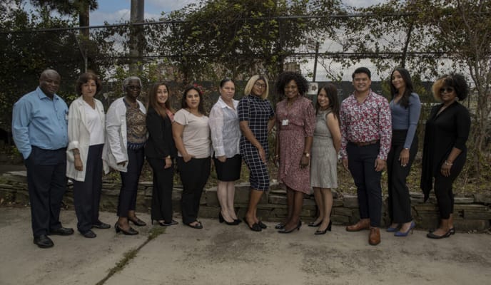 Group of staff members outside the facility