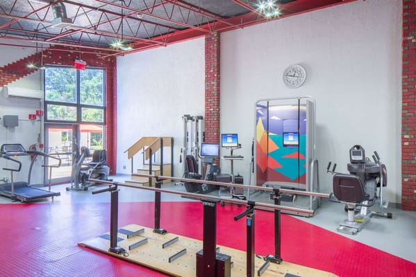 Interior view of a fitness room with equipment
