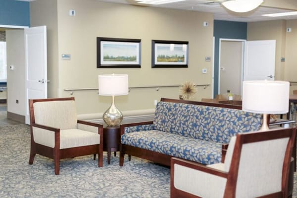 Interior common area with seating and artwork