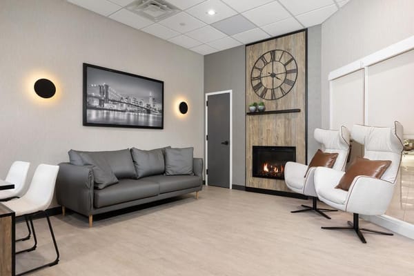 Cozy lounge area with modern furnishings and decor