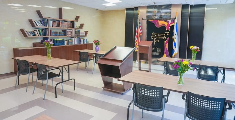 Interior view of a multi-purpose activity room with tables