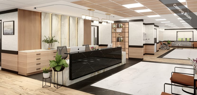 Modern reception area in a senior living facility