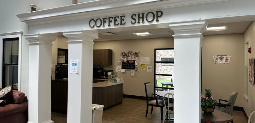 Interior view of a coffee shop area