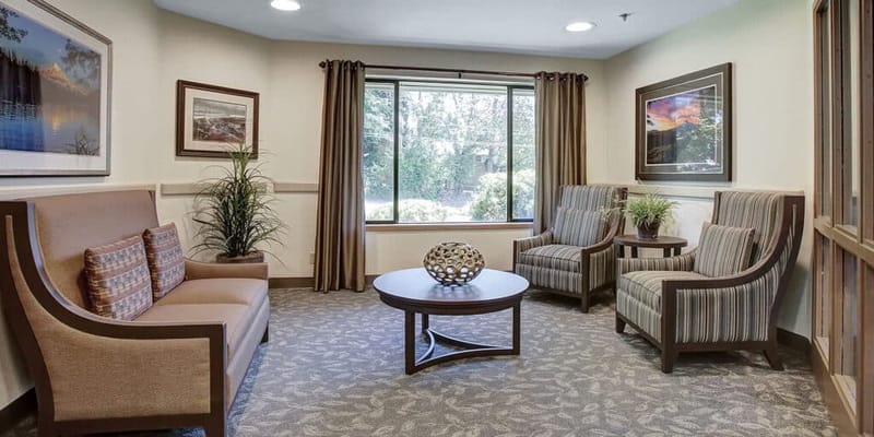 Cozy common area with chairs and decor