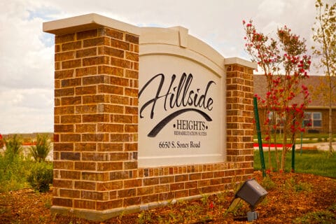 Exterior sign of Hillside Heights facility