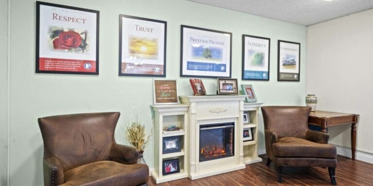 Cozy common area with comfortable chairs and motivational posters