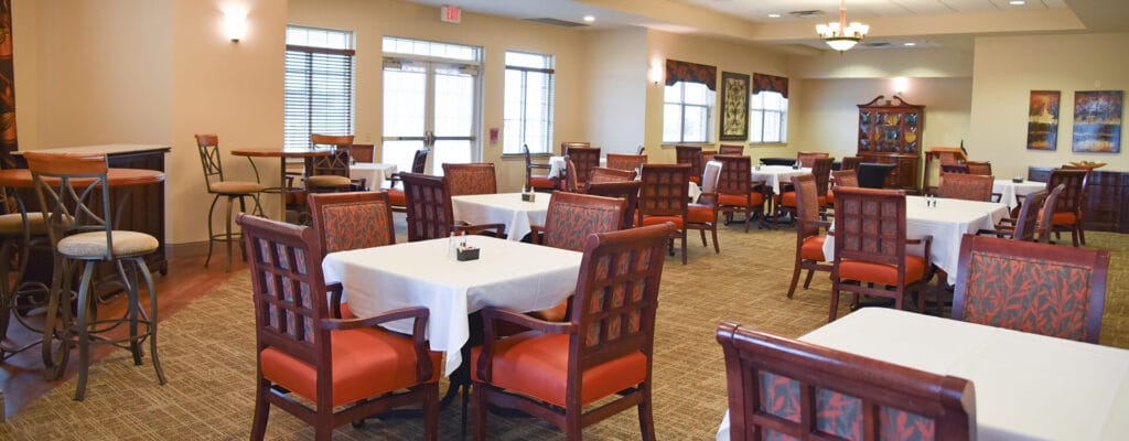 Interior dining room with tables and chairs
